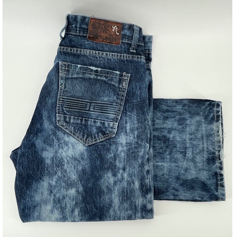 JC Legacy Edition Straight Fit Jeans Mens 32x30 Blue Acid Wash Distressed